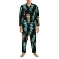 thumbnail image 1 of Mens Pajamas Set, Abstract Jellyfish Print Black Button-Down Pajamas for Men Long Sleeve Mens Sleepwear Lounge Pjs Set, 1 of 5