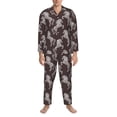 thumbnail image 1 of Mens Pajamas Set, Abstract Minimalist Horse White Button Down Long Sleeve Loungewear Sleepwear Pjs sets for Men, 1 of 5