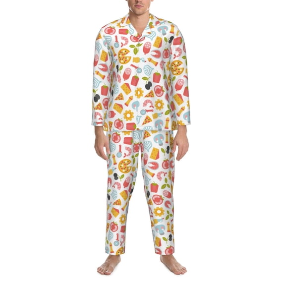 Mens Pajamas Set, Afternoon tea Button Down Long Sleeve Loungewear Sleepwear Pjs sets for Men
