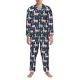 thumbnail image 1 of Mens Pajamas Set - Alpacas Llama Cactus Navyblue Comfy Long Sleeve Button Up Pajama Sets for Men 2 Piece, Soft Sleepwear Nightwear Pjs Lounge Sets for Men with Pockets, 1 of 5
