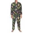 thumbnail image 1 of Mens Pajamas Set, Asparagu Print vegetable Button Down Long Sleeve Loungewear Sleepwear Pjs sets for Men, 1 of 5