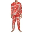 thumbnail image 1 of Mens Pajamas Set - Beef Steaks Comfy Long Sleeve Button Up Pajama Sets for Men 2 Piece, Soft Sleepwear Nightwear Pjs Lounge Sets for Men with Pockets, 1 of 5