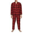 thumbnail image 1 of Mens Pajamas Set - Black Red Buffalo Plaid Checkered Comfy Long Sleeve Button Up Pajama Sets for Men 2 Piece, Soft Sleepwear Nightwear Pjs Lounge Sets for Men with Pockets, 1 of 5