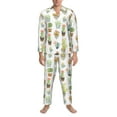 thumbnail image 1 of Mens Pajamas Set, Cactus Succulents potted plant Button Down Long Sleeve Loungewear Sleepwear Pjs sets for Men, 1 of 5