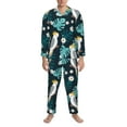 thumbnail image 1 of Mens Pajamas Set, Can Cockatoo Monstera Flower Button Down Long Sleeve Loungewear Sleepwear Pjs sets for Men, 1 of 5