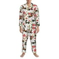 thumbnail image 1 of Mens Pajamas Set, Cartoon Cool Horse Black Flower Button Down Long Sleeve Loungewear Sleepwear Pjs sets for Men, 1 of 5