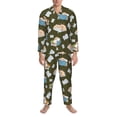 thumbnail image 1 of Mens Pajamas Set, Cartoon Cute Hamster Reading Button Down Long Sleeve Loungewear Sleepwear Pjs sets for Men, 1 of 5