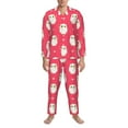 thumbnail image 1 of Mens Pajamas Set, Cartoon Cute Hamster Rose Red Button Down Long Sleeve Loungewear Sleepwear Pjs sets for Men, 1 of 5