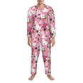 thumbnail image 1 of Mens Pajamas Set, Cartoon Cute Rabbit Flower Rose Button Down Long Sleeve Loungewear Sleepwear Pjs sets for Men, 1 of 5