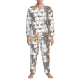 thumbnail image 1 of Mens Pajamas Set, Cartoon Lines Funny Cute Cat Button Down Long Sleeve Loungewear Sleepwear Pjs sets for Men, 1 of 5