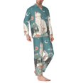 thumbnail image 1 of Mens Pajamas Set - Celestial Cat And Flowers Comfy Long Sleeve Button Up Pajama Sets for Men 2 Piece, Soft Sleepwear Nightwear Pjs Lounge Sets for Men with Pockets, 1 of 5