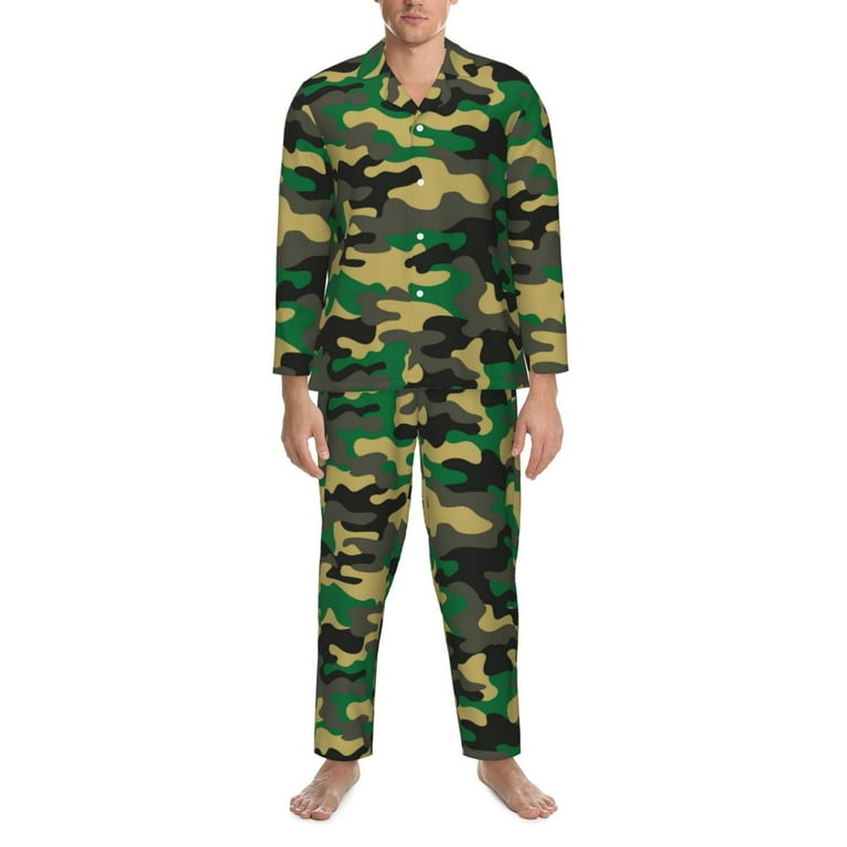Mens Pajamas Set Classic Camo Green Soft Comfy Long Sleeve - Main Image
