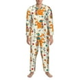 thumbnail image 1 of Mens Pajamas Set, Colorful Cartoon Cute Squirrel Button Down Long Sleeve Loungewear Sleepwear Pjs sets for Men, 1 of 5