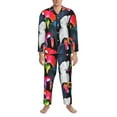 thumbnail image 1 of Mens Pajamas Set, Colorful Toucan Cockatoo Parrot Button Down Long Sleeve Loungewear Sleepwear Pjs sets for Men, 1 of 5