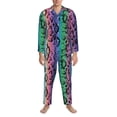 thumbnail image 1 of Mens Pajamas Set, Colorful leopard print A Button Down Long Sleeve Loungewear Sleepwear Pjs sets for Men, 1 of 5