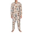 thumbnail image 1 of Mens Pajamas Set, Conch Shells Print No.9013 Button Down Long Sleeve Loungewear Sleepwear Pjs sets for Men, 1 of 5