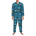 thumbnail image 1 of Mens Pajamas Set, Construction Trucks Button Down Long Sleeve Loungewear Sleepwear Pjs sets for Men, 1 of 5