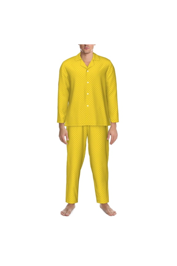 Mens Pajamas Set - Corn Cute Comfy Long Sleeve Button Up Pajama Sets for Men 2 Piece, Soft Sleepwear Nightwear Pjs Lounge Sets for Men with Pockets