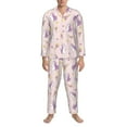 thumbnail image 1 of Mens Pajamas Set, Cute Cartoon Ice Cream Print Button Down Long Sleeve Loungewear Sleepwear Pjs sets for Men, 1 of 5