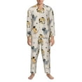 thumbnail image 1 of Mens Pajamas Set, Cute Dog Bone Puppy Button Down Long Sleeve Loungewear Sleepwear Pjs sets for Men, 1 of 5