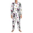 thumbnail image 1 of Mens Pajamas Set, Cute French Bulldog Love Stars Button Down Long Sleeve Loungewear Sleepwear Pjs sets for Men, 1 of 5