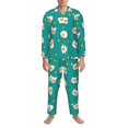 thumbnail image 1 of Mens Pajamas Set, Cute Fried Egg Skull Button-Down Pajamas for Men Long Sleeve Mens Sleepwear Lounge Pjs Set, 1 of 5