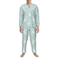 thumbnail image 1 of Mens Pajamas Set, Cute Glasses Rabbit Flower Button Down Long Sleeve Loungewear Sleepwear Pjs sets for Men, 1 of 5