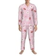 thumbnail image 1 of Mens Pajamas Set, Cute Strawberry Daisy Button Down Long Sleeve Loungewear Sleepwear Pjs sets for Men, 1 of 5