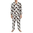 thumbnail image 1 of Mens Pajamas Set, Dark Brown Chocolate Print Button Down Long Sleeve Loungewear Sleepwear Pjs sets for Men, 1 of 5