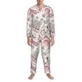 thumbnail image 1 of Mens Pajamas Set, Eiffel Tower Artistic Button Down Long Sleeve Loungewear Sleepwear Pjs sets for Men, 1 of 5