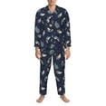 thumbnail image 1 of Mens Pajamas Set, Funny Cartoon Cute Shark Whale Button Down Long Sleeve Loungewear Sleepwear Pjs sets for Men, 1 of 5