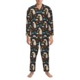 thumbnail image 1 of Mens Pajamas Set, Funny Cute Alpaca Moon Cactus Button-Down Pajamas for Men Long Sleeve Mens Sleepwear Lounge Pjs Set, 1 of 5