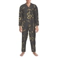 thumbnail image 1 of Mens Pajamas Set, Gothic Funny Golden Snake Moon Button Down Long Sleeve Loungewear Sleepwear Pjs sets for Men, 1 of 5