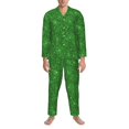 thumbnail image 1 of Mens Pajamas Set, Green lightning Glitter B Button Down Long Sleeve Loungewear Sleepwear Pjs sets for Men, 1 of 5