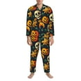thumbnail image 1 of Mens Pajamas Set, Halloween Skull Button-Down Pajamas for Men Long Sleeve Mens Sleepwear Lounge Pjs Set, 1 of 5