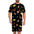 thumbnail image 1 of Mens Pajamas Set Halloween Soft Short Sleeve Pjs Pumpkin Pajamas 2 Piece Sleepwear Mens Loungewear Sets Summer with Pockets, 1 of 7