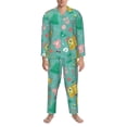 thumbnail image 1 of Mens Pajamas Set, Happy summer Button Down Long Sleeve Loungewear Sleepwear Pjs sets for Men, 1 of 5