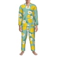 thumbnail image 1 of Mens Pajamas Set, Lemons Chamomile Flowers Button Down Long Sleeve Loungewear Sleepwear Pjs sets for Men, 1 of 5