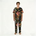 thumbnail image 1 of Mens Pajamas Set Loungewear Short Sleeve Top Pants Soft Sleepwear Pjs Sets, Mexican Skull Paisley, 1 of 6