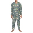 thumbnail image 1 of Mens Pajamas Set, Painted Cute Goat Green Button Down Long Sleeve Loungewear Sleepwear Pjs sets for Men, 1 of 5