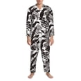 thumbnail image 1 of Mens Pajamas Set, Parrot leaves shadow Button Down Long Sleeve Loungewear Sleepwear Pjs sets for Men, 1 of 5