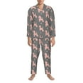 thumbnail image 1 of Mens Pajamas Set, Pink Cute Poodle Dog Button Down Long Sleeve Loungewear Sleepwear Pjs sets for Men, 1 of 5