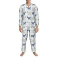 thumbnail image 1 of Mens Pajamas Set, Plaid Cartoon Cute Goat Button Down Long Sleeve Loungewear Sleepwear Pjs sets for Men, 1 of 5