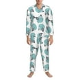 thumbnail image 1 of Mens Pajamas Set, Quirky Cartoon Cat Face Button Down Long Sleeve Loungewear Sleepwear Pjs sets for Men, 1 of 5