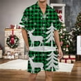 thumbnail image 1 of Mens Pajamas Set Short Sleeve Collared Top And Loose Pants Christmas Sleep Pajama Multicolored Printed Button Up Lightweight Sleepwear Loungewear with Pockets, 1 of 4