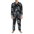 thumbnail image 1 of Mens Pajamas Set, Sunflowers Blue White Button Down Long Sleeve Loungewear Sleepwear Pjs sets for Men, 1 of 5