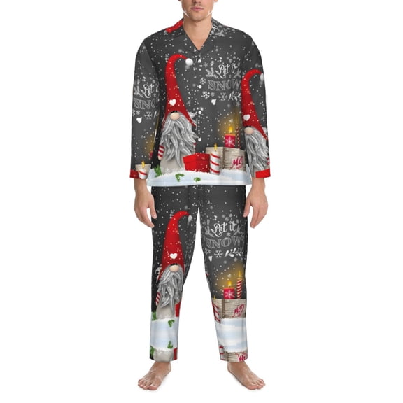 Mens Pajamas Set - Traditional Scandinavian A Comfy Long Sleeve Button Up Pajama Sets for Men 2 Piece, Soft Sleepwear Nightwear Pjs Lounge Sets for Men with Pockets