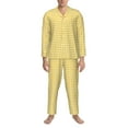 thumbnail image 1 of Mens Pajamas Set - Yellow Gingham Comfy Long Sleeve Button Up Pajama Sets for Men 2 Piece, Soft Sleepwear Nightwear Pjs Lounge Sets for Men with Pockets, 1 of 5