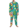 thumbnail image 1 of Mens Pajamas Set, cartoon Lemon juice Button Down Long Sleeve Loungewear Sleepwear Pjs sets for Men, 1 of 5