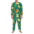 thumbnail image 1 of Mens Pajamas Set, cartoon Potato leaf Button Down Long Sleeve Loungewear Sleepwear Pjs sets for Men, 1 of 5